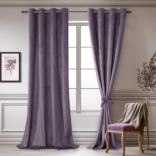 Miniatura 34 de JIUZHEN - Cortinas de terciopelo gris de 63 pulgadas opacas para sala de estar - Cortinas gruesas de terciopelo con ojales para ventana