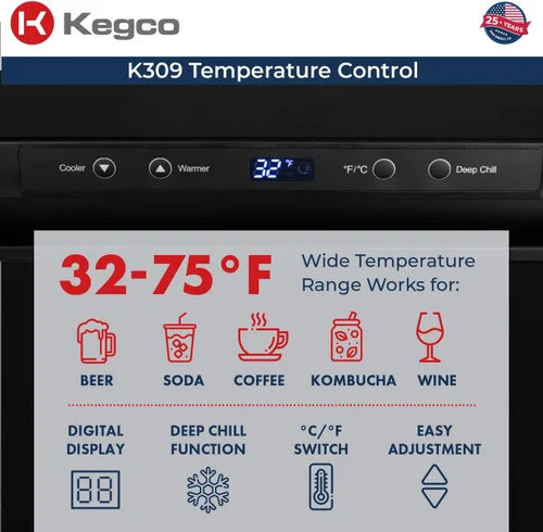 Miniatura 5 de Kegco K309B-2 doble grifo digital negro Kegerator