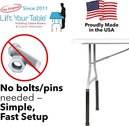 Miniatura 2 de Lift Your Table® Elevadores de mesa plegables, altura de barra (pie móvil), fabricados en los Estados Unidos, resistentes, resistentes, portátiles