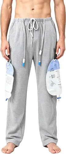 Miniatura 11 de Pantalones de catéter, pantalones con soporte para bolsa de orina para hombres y mujeres, pantalones de cuidado de la incontinencia de doble