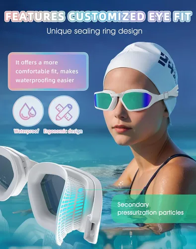 Miniatura 3 de Greatever Elegantes gafas de natación, protección UV400, gafas de natación HD, de visión amplia, antivaho sin fugas, comodidad para mujeres