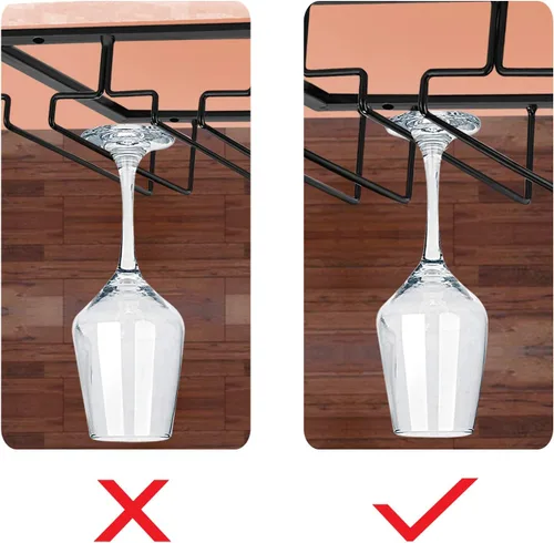 Miniatura 6 de MOCOUM Estante para copas de vino debajo del gabinete, soporte para copas de vino, soporte de alambre para copas de vino, colgador de almacenamiento