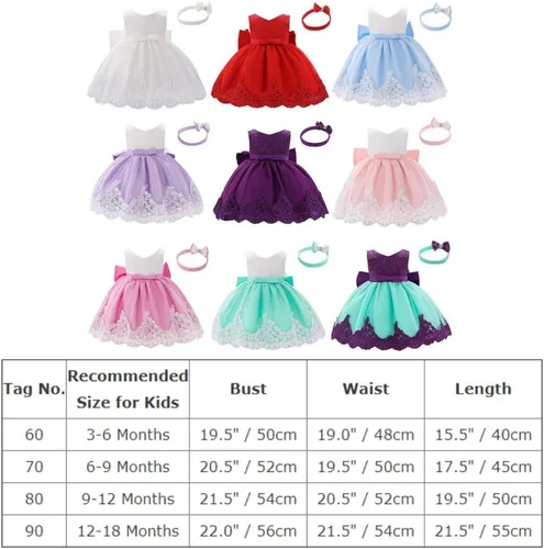 Miniatura 7 de Baby Girl Lace Tutu Dress Infant Toddler Wedding Flower Girl Dress First Birthday Formal Pageant Christening Dresses