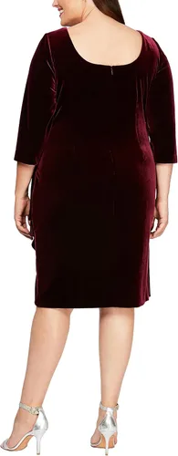 Miniatura 2 de Alex Evenings Vestido de terciopelo corto de manga tres cuartos para mujer talla grande