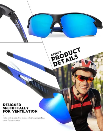 Miniatura 3 de ANYLUV Gafas de sol deportivas para hombres y mujeres, gafas de sol polarizadas ligeras mejoradas para hombre, protección UV para exteriores