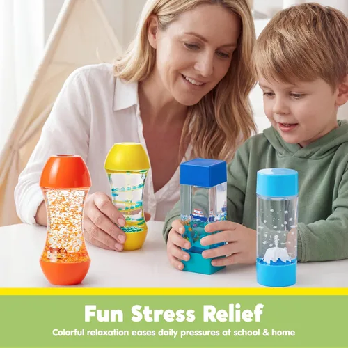 Miniatura 3 de JOYIN 4-Pack Mini-World Fidget Tubes for Kids, Sensory Toys for Kids with Autism, Stress Relief Sensory Tubes, Preschool Toys for Toddlers, Toy for