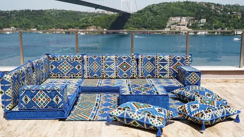 Miniatura 4 de arabicsofa Juego de sofás árabes tradicionales en forma de L - Sofás seccionales marroquíes - Asientos Majlis orientales para sala de estar