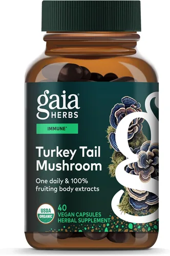 Gaia Herbs Hongo de cola de pavo – Suplemento tradicional de apoyo inmunológico y salud hepática* – con extracto corporal fructífero orgánico de