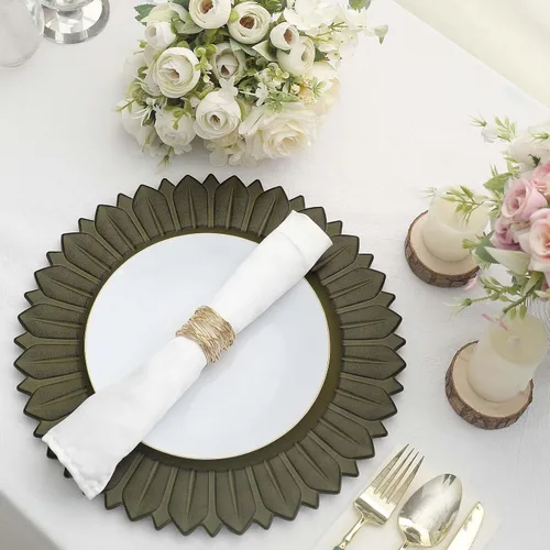 Miniatura 14 de Efavormart Paquete de 6 Platos Cargadores de Cena de Plástico de Girasol Amarillo Mostaza Mate de 13", Bandejas Redondas Desechables para Servir