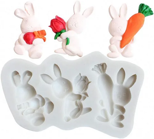 Miniatura 5 de Conejo de Pascua Conejito Fondant Silicona Molde Decoración Herramienta de Decoración de Chocolate Caramelo Pastel Gumpaste Molde de Papel