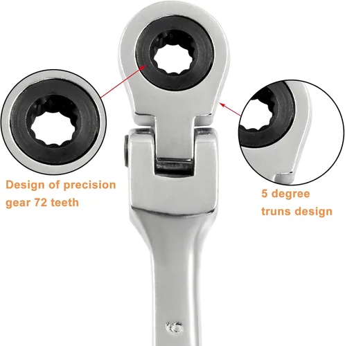 Miniatura 4 de Piutouyar Llave de trinquete de cabeza flexible de 6mm, llave de trinquete métrica profesional, llave combinada, llave de caja, herramienta