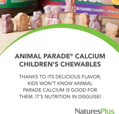 Miniatura 2 de NaturesPlus Animal Parade Calcio, sabor vainilla Sundae, 135 tabletas masticables en forma de animal, paquete de 2 unidades, vegano, sin gluten, 90