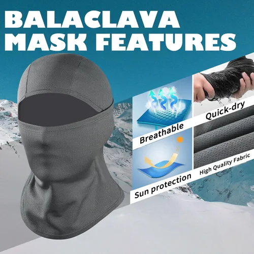 Miniatura 3 de Achiou - Pasamontañas, máscara facial, para hombres o mujeres, máscara de cara completa con capucha, para nieve, motocicleta, correr, clima frío