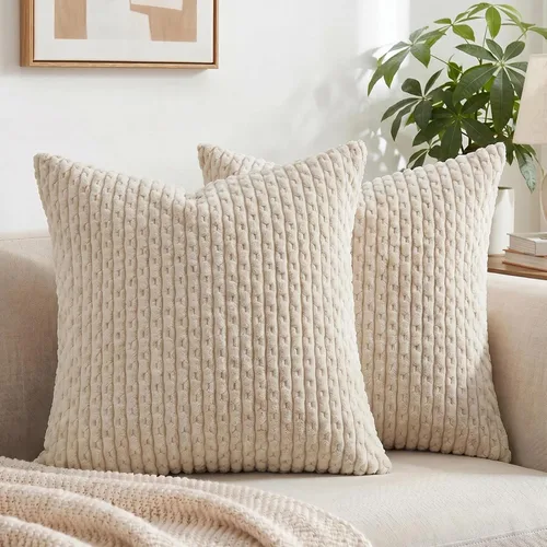 Fancy Homi Paquete de 2 fundas de almohada decorativas de color marrón tostado de 18 x 18 pulgadas para sofá y cama, decoración moderna de estilo
