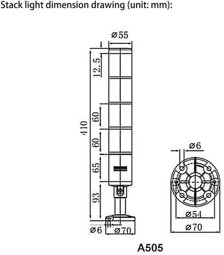 Miniatura 4 de ATO - Luz apilable, LED flash, CC 24V, luz de advertencia industrial, con lámpara de advertencia de alarma de zumbador, para estaciones de operador