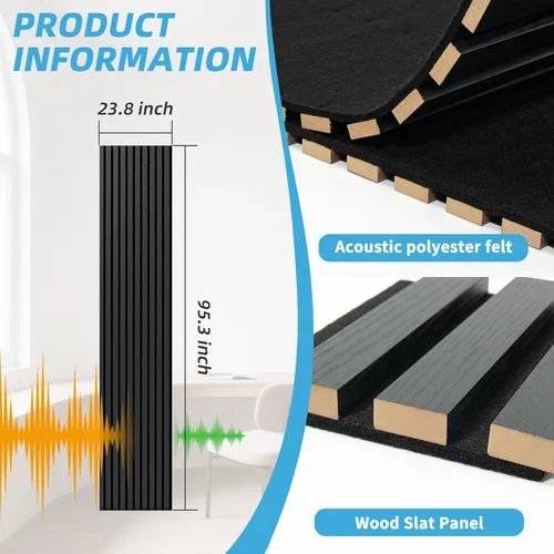 Miniatura 7 de Art3d Paquete de 1 panel de pared de listones de madera acústica con diseño plano enrollable, paneles absorbentes de sonido de 95.3 x 23.8 pulgadas