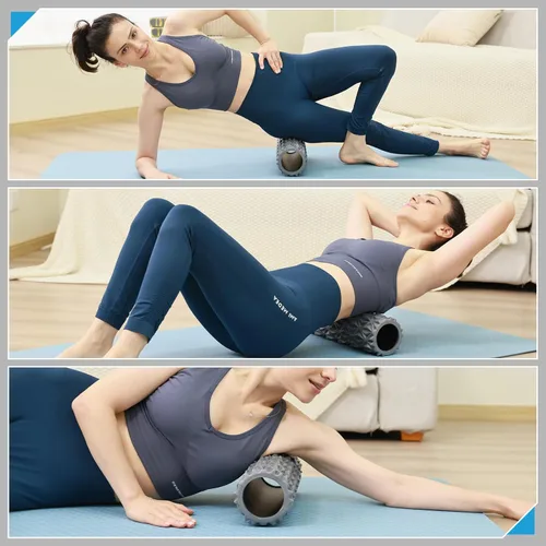 Miniatura 6 de Rodillo de espuma – Masajeador de tejido profundo de 15 pulgadas para masaje muscular, liberación de puntos gatillo miofascial, ejercicio, yoga, Gris