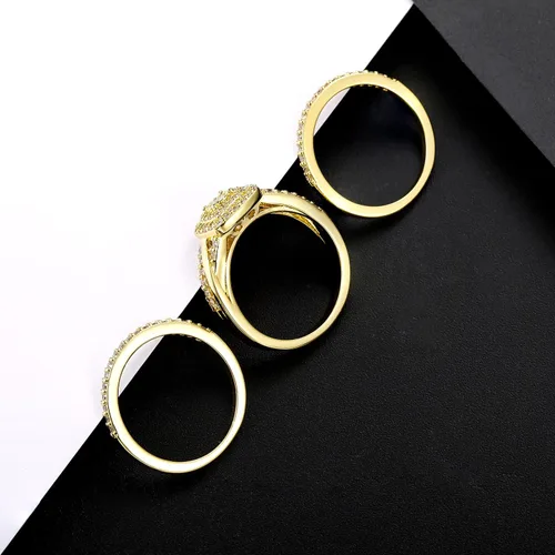 Miniatura 5 de MDFUN Three-in-One ring set Square Halo Wedding Band Set Engagement Ring 18K WhiteYellow Gold Plated Cubic Zirconia Promise ring Eternity Ring for
