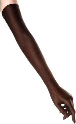 DreamHigh Manoplas de dedo para mujer de 22 pulgadas sobre el codo, guantes largos de noche negro/blanco