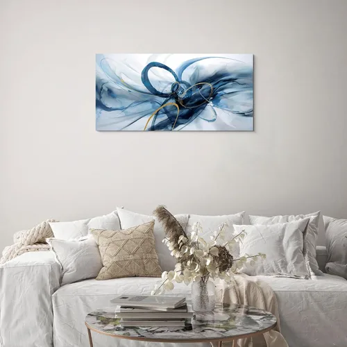 Miniatura 5 de XLSJERST Arte abstracto de pared para sala de estar, lienzo grande, azul y blanco, minimalismo moderno, obra de arte horizontal para dormitorio