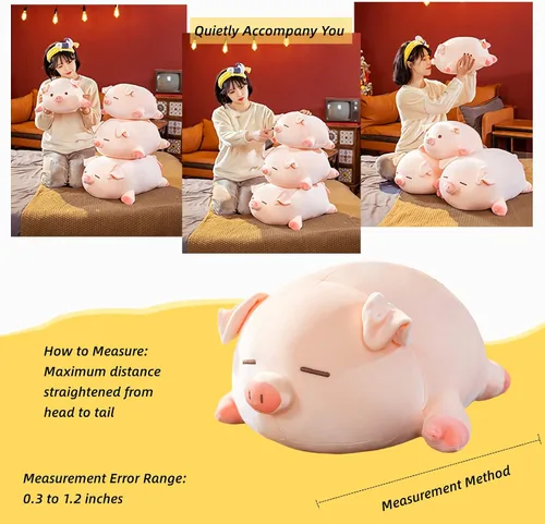 Miniatura 2 de Almohada de Peluche de Animal de Cerdo - 15.7'' Lindo Cerdo Rosa Kawaii Almohada para Abrazar, Juguete de Peluche Suave para Acurrucarse, Adorable