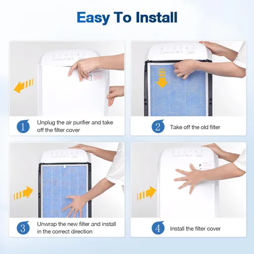 Miniatura 7 de Paquete de 2 filtros de repuesto HEPA MSA3/MSA3S compatibles con Membrane Solutions MSA3 y MSA3S, filtro HEPA de 3 etapas White-2 Pack