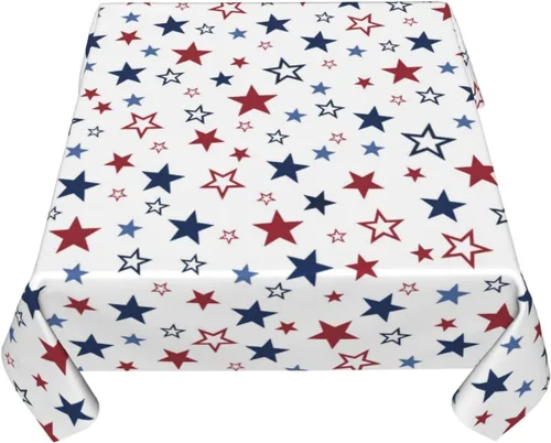 Miniatura 4 de BETGINY 4th of July Tablecloth Square 60x60 Inch,White Red Blue Patriotic Stars Table Cloth,Stain Resistance Polyester American Independence Day