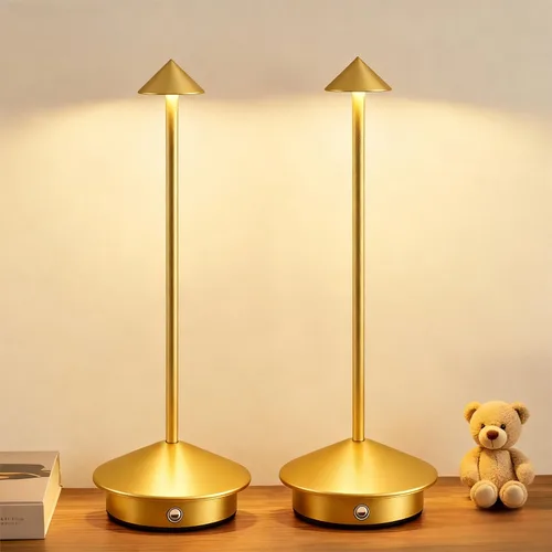 Miniatura 11 de Paquete de 2 lámparas de mesa inalámbricas de aluminio, lámparas de mesa recargables de 6000 mAh, lámpara LED táctil portátil, lámparas de mesa Negro