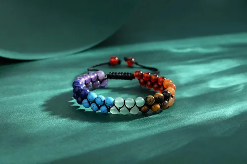 Miniatura 10 de QINJIEJIE Pulsera de cuentas de chakras para meditación, relajación, ansiedad, pulsera de cristal curativo para mujeres y hombres, Piedra Cristal