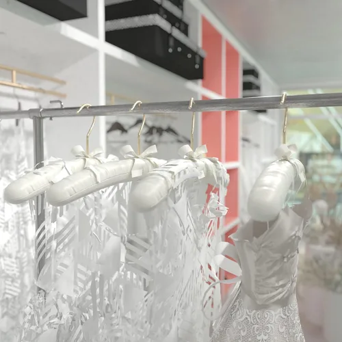 Miniatura 4 de HANGERWORLD 4 perchas acolchadas clásicas de satén marfil de 17 pulgadas para vestido de novia antideslizantes con gancho dorado