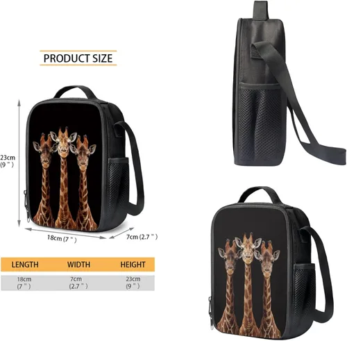 Miniatura 63 de HUGS IDEA Juego de 3 bolsas escolares con aislamiento térmico para el almuerzo, estuche para lápices