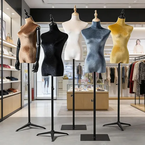 Miniatura 2 de Female Mannequin Torso with 140-185 Cm Adjustable Height Stand, Shoulders 39 Cm /Bust 86 Cm / Waist 64 Cm / Hip 84 Cm(Brown,with arms)
