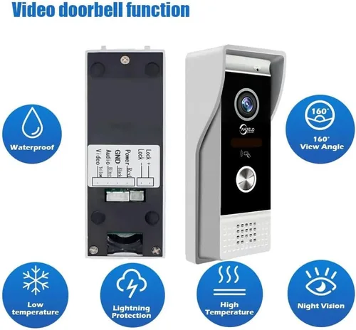 Miniatura 8 de ANJIELO SMART Timbre de video de apartamento, monitor de pantalla táctil HD de 1080P (negro), cámara de timbre para exteriores, timbre de timbre