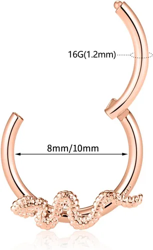 Miniatura 5 de FUNLMO 18G 16G - Piercing para tabique apilado, triple apilado, acero quirúrgico, daith, caracola, hélix, cartílago, lóbulo, piercing