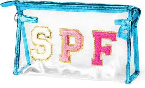 Miniatura 14 de Preppy Patch - Bolsa de cosméticos transparente para verano, bolsa de aseo universitaria, bolsa de maquillaje, bolsa de viaje, playa, para mujeres