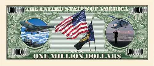 Miniatura 3 de US Navy Conmemorative Million Dollar Bill - Juego de 10