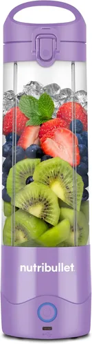 nutribullet Licuadora portátil, inalámbrica, recipiente de 20 onzas, licuadora personal, USB-C recargable, morado claro, NBPB50100LP Púrpura claro