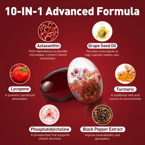 Miniatura 2 de Suplementos de astaxantina liposomal de 24 mg con licopeno para la salud de los ojos, la piel y el sistema inmunológico, suplemento antioxidante
