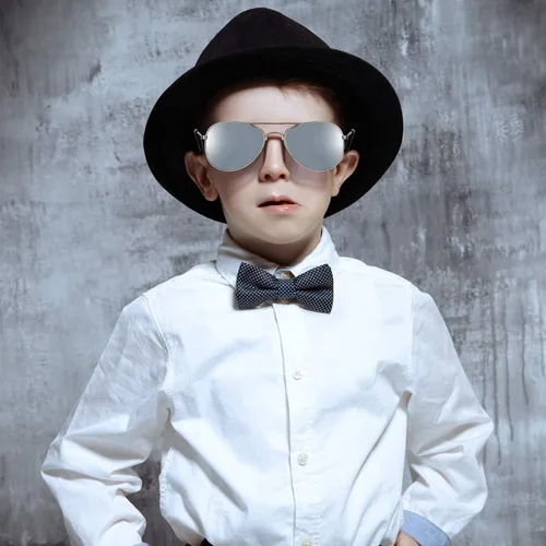 Miniatura 5 de 6 pares de lentes de sol de neón espejados para niños y niñas, lentes de sol polarizados con espejo de metal de los años 70 con marco de metal, gran
