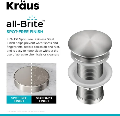 Miniatura 6 de Kraus Tapón de drenaje desplegable para lavabo de baño sin desbordamiento en acero inoxidable sin manchas, PU-10SFS