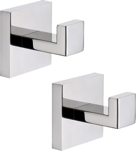 Miniatura 13 de TASTOS Ganchos para toallas de baño, color negro mate, paquete de 2 ganchos de acero inoxidable para bata y ropa, gancho de pared resistente