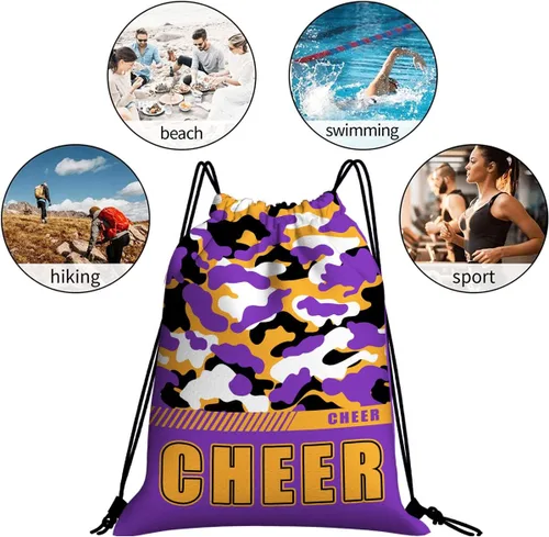 Miniatura 35 de Mochila con cordón impermeable para gimnasio, bolsas con cordón, bolsa de cuerda deportiva, mochila de camuflaje, Bolsas con cordón Cheer - Bolsas