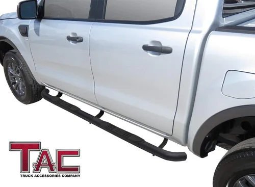 Miniatura 2 de TAC - Estribos laterales de 3 pulgadas compatibles con Ford Ranger SuperCrew 2019-2023, textura de camioneta, estribos negros, barras Nerf, barras