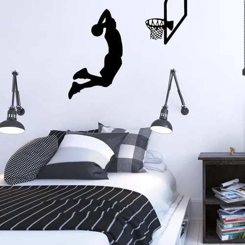 Miniatura 3 de CEYAZYE Calcomanías de pared de vinilo de silueta de jugadores de baloncesto, decoración de baloncesto, decoración de pared, arte de pared