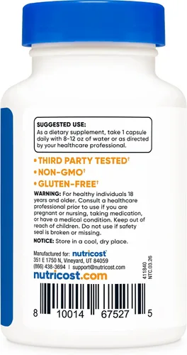 Miniatura 4 de Tudca 0.008 onzas; 60 cápsulas (àcido tauronesodeoxicólico) de Nutricost, 1 botella, 1