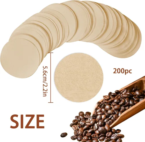 Miniatura 3 de CEYAZYE 200 piezas de papel de filtro de café redondo, filtros de café desechables de 2.205 in, filtro de cafetera Moka para máquina de espresso