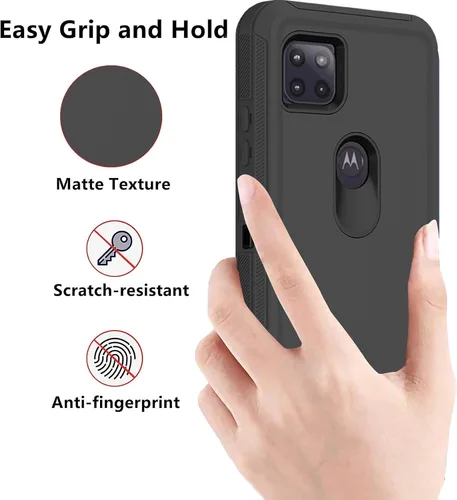 Miniatura 5 de Funda para Motorola Moto One 5G Ace, funda resistente de poliuretano termoplástico suave, policarbonato duro, resistente, a prueba de golpes, a Negro