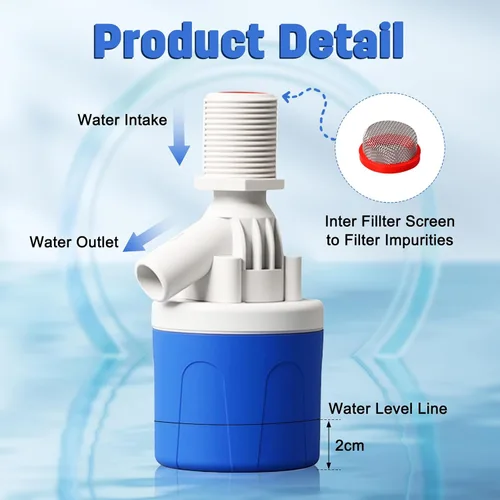 Miniatura 3 de Válvula de flotador de agua de 1/2 pulgada, paquete de 2 válvulas de control automático de nivel de agua para tanque de agua, canaleta de agua