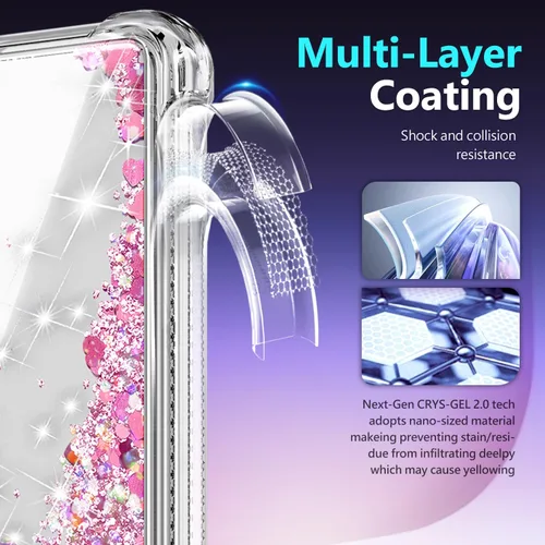 Miniatura 85 de NGB - Funda de teléfono diseñada para Samsung Galaxy S9+ Plus, morado/azul, con purpurina líquida para mujeres y niñas, con protector de pantalla