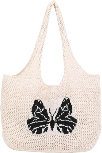 Miniatura 10 de Bolsas de ganchillo para mujer, bolsa de mano de playa de verano, bolsa de hombro de gran capacidad, bolsa de hobo estética, bolsa de punto, bolsa